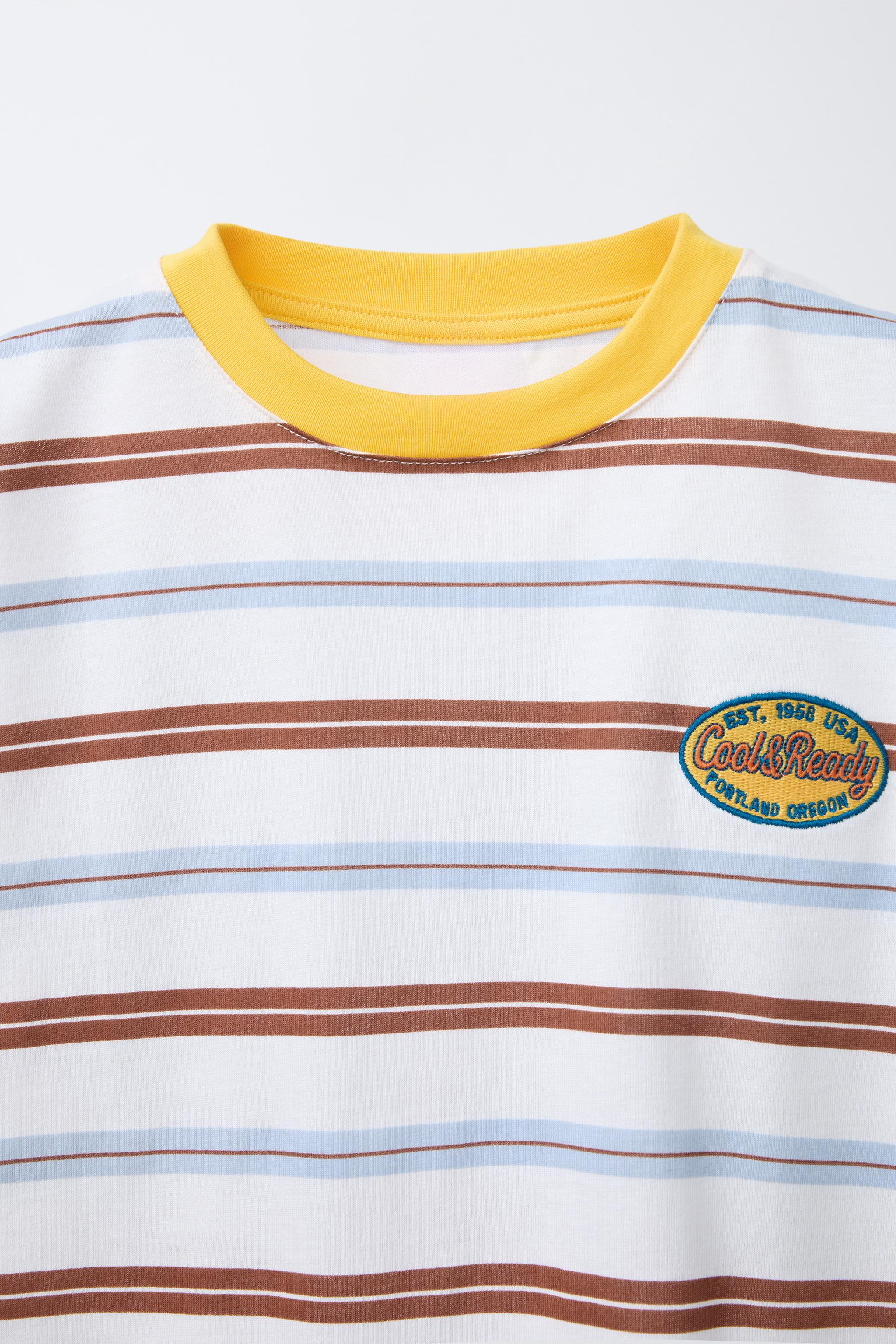 STRIPED AND EMBROIDERED T-SHIRT